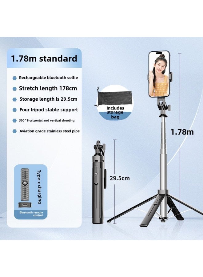 Y Sequence Mobile Phone Selfie Stick Bluetooth Selfie Mobile Phone Live Four-legged Stand Selfie Stick Manufacturers Wholesale-Color:Y16 Without Light - Black (stainless Steel) - Image 1