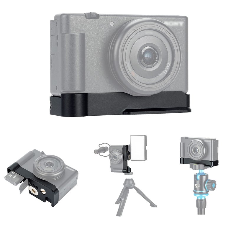 JJC ZV-1F ZV1F Camera Metal Grip Extension Bracket with Mic Cold Shoe Mount for Sony ZV-1F ZV-1II (Not for ZV-1),Must-Have Accessory for Vlog YouTube Vertical Video Shooting, Arca Swiss Quick Release Base - Image 1