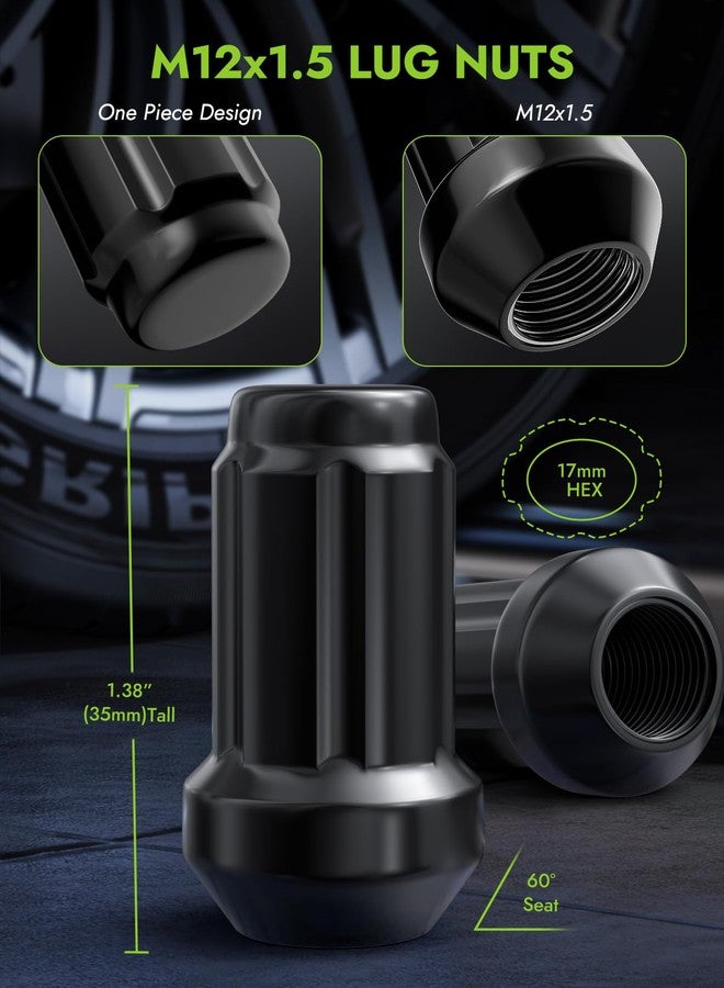 AUTOPTIM صواميل عجلات AUTOPTIM M12x1.5 ذات أسنان - بديل لعجلات هوندا أكورد CRV سيفيك بايلوت شيفروليه إمبالا ماليبو أكورا، أسود، 20 قطعة، صواميل قصيرة مغلقة الطرف سداسية النقاط مع مفتاح ربط واحد - Image 2