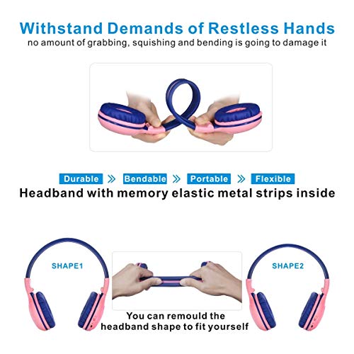 SIMOLIO Kids Bluetooth Headphones with Microphone, Wireless Childrens Headphones with Safe Volume, Foldable Adjustable Headband, Over-Ear Headsets for Boys Girls Toddler Tablet Travel Airplane Blue - Image 3