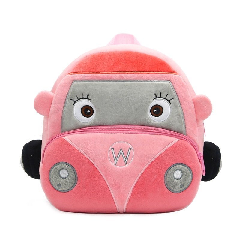 Plush Kids Backpack, Medium Wagon Car Vehicle Design, Soft Lightweight School Bag for Toddlers and Preschool Kids - Image 3