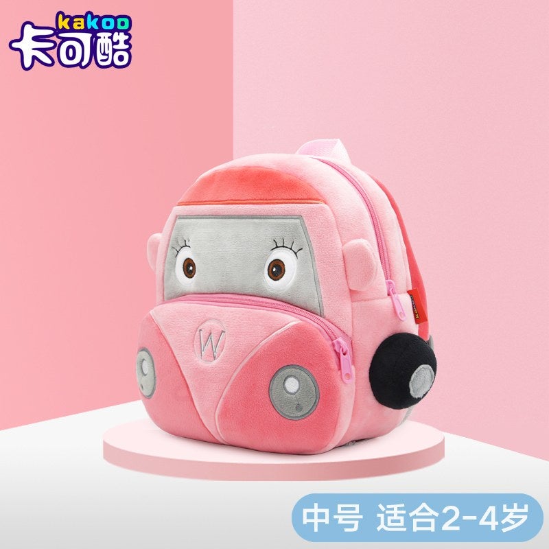 Plush Kids Backpack, Medium Wagon Car Vehicle Design, Soft Lightweight School Bag for Toddlers and Preschool Kids - Image 5