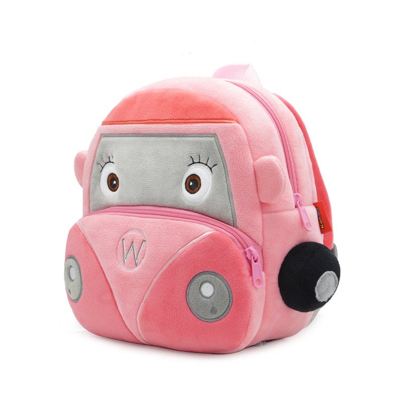 Plush Kids Backpack, Medium Wagon Car Vehicle Design, Soft Lightweight School Bag for Toddlers and Preschool Kids - Image 1