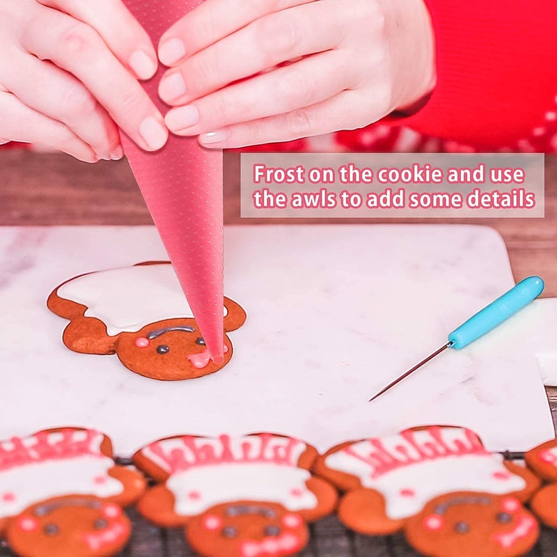 Patelai 122 Pcs Piping Bag Set with Disposable Tipless Piping Pastry Bags Ties Clips Awls Tool for Cakes Icing Scribe Cookie Decorating Supplies Christmas Halloween Decor(14 Inch,Blue) - Image 5