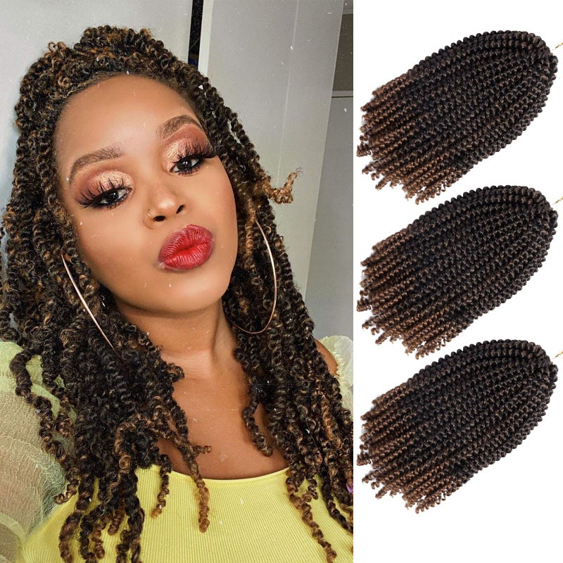 10 Inch Spring Twist Crochet Braids Hair for Butterfly Locs Bomb Twist Crochet Hair Beyond Beauty Ombre Colors Synthetic Fluffy Hair Extension 3 Packs 30 Strands 135gPack10 Inch T1B 30