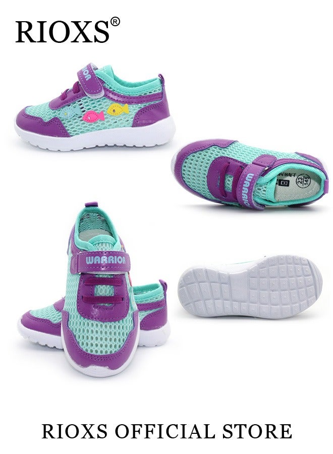 RIOXS Toddler Kids Unisex Sneakers Breathable Lightweight Running Sports Shoes with Leather Upper Easy to Wipe Fashion Athletic Casual Shoes for School Casual Wear - Image 3