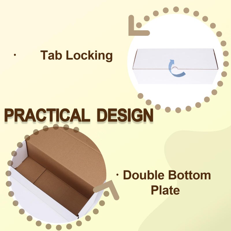 WIFTREY 12x4x4 Small Shipping Boxes set of 25, White Corrugated Cardboard Box 12''L x 4''W x 4'' H for Mailing Packing Shipping - Image 4