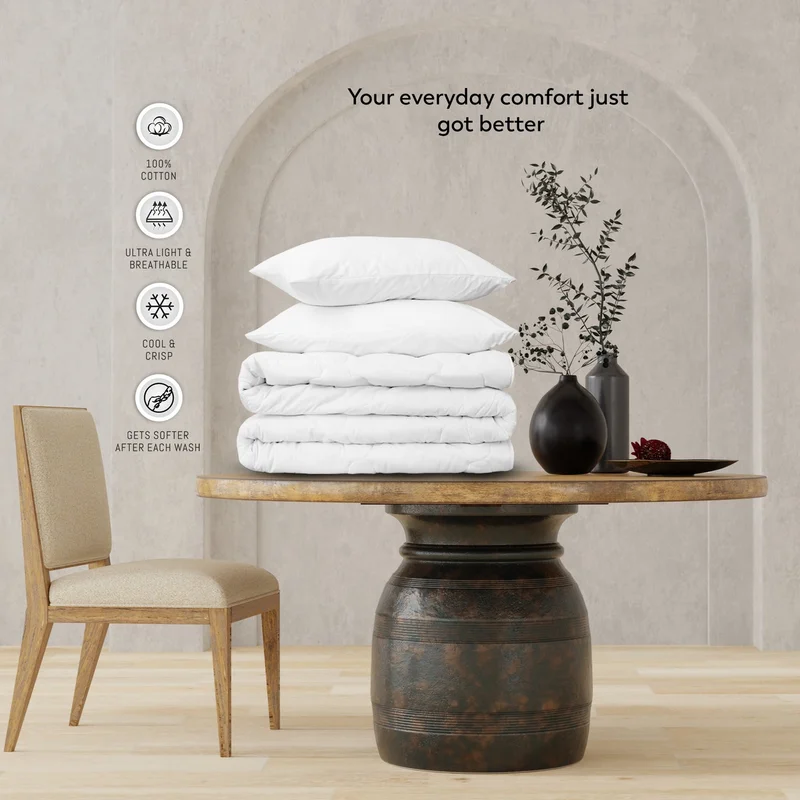 كولور سينس غطاء لحاف أبيض من قماش بيركال بارد ومنعش 100%، مقاس كينج، 230 طول × 220 عرض