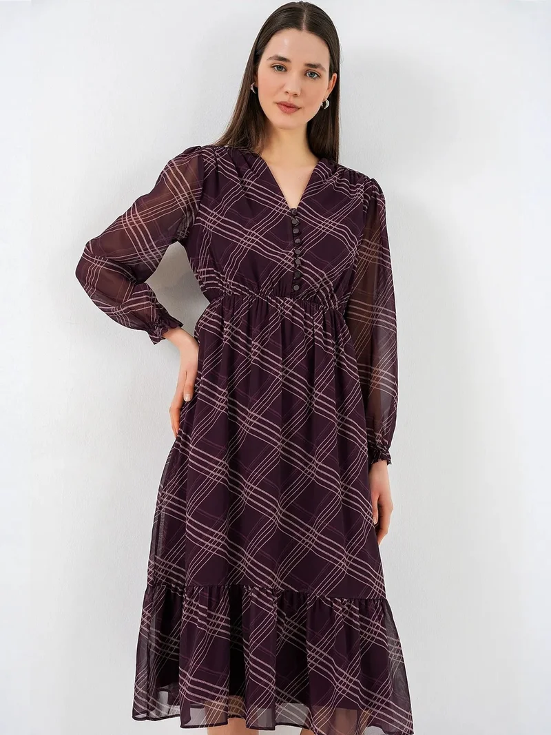 بيغ دارت BDART V-Neck Midi Dress with Button Closure