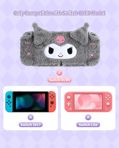 Kuitmor Plush Protective Case for Switch OLED, PC Hard Protective Shell Cover, Anti-Scratch and Shock-Absorption Switch OLED Cover with Stand - Image 2