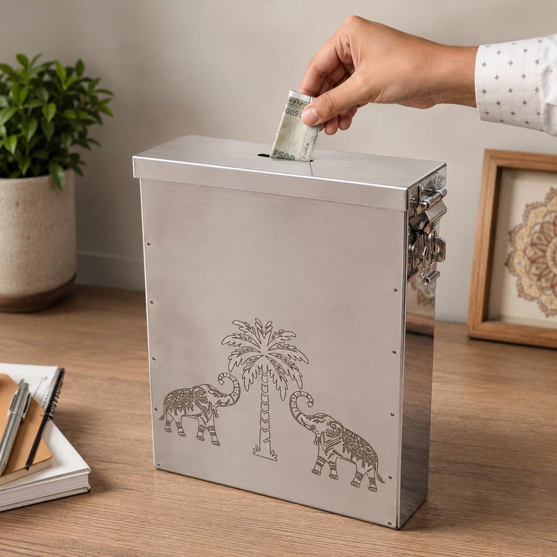 GinoSet Coin Box/Piggy Bank/Gullak/Donation Box/Suggestion Box/Antique Coin Bank Box - Image 2