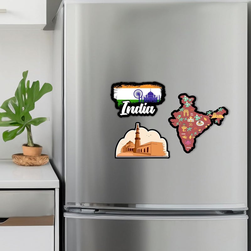 Giftplease India Tiranga Fridge Magnets- Set of 3 | Travel Souvenir | Refrigerator Magnet | Gifts | Decorative Items for Kitchen Fridge Magnets Set | Multicolor (FM_38) - Image 2