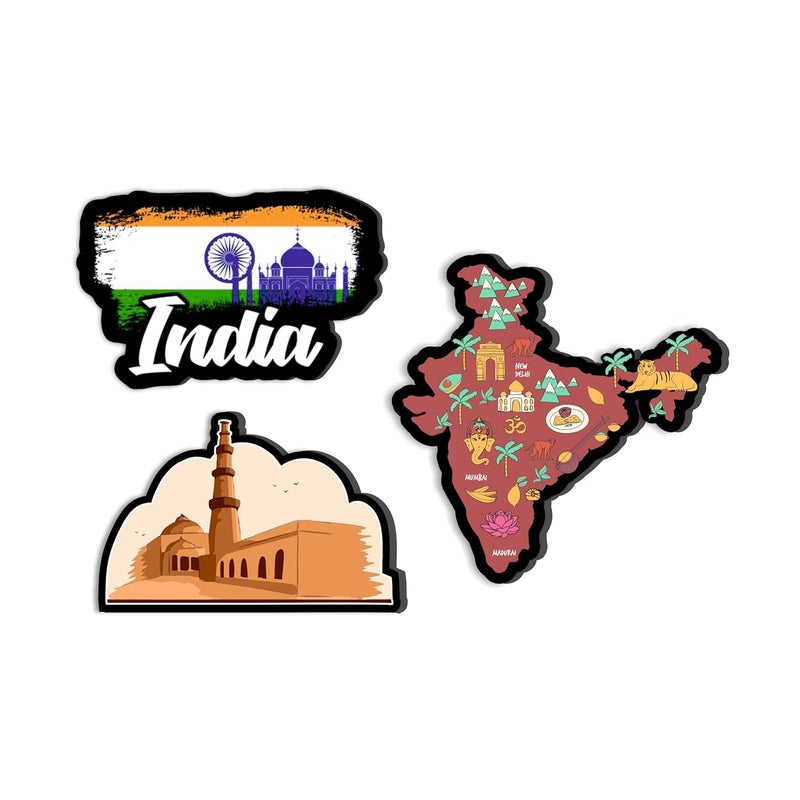 Giftplease India Tiranga Fridge Magnets- Set of 3 | Travel Souvenir | Refrigerator Magnet | Gifts | Decorative Items for Kitchen Fridge Magnets Set | Multicolor (FM_38) - Image 1