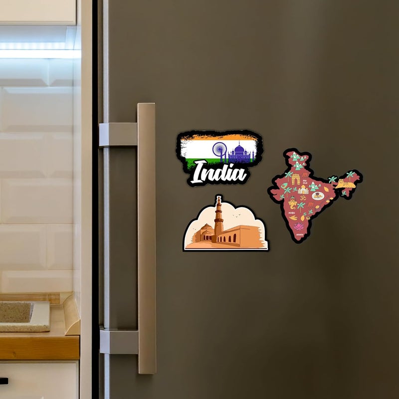 Giftplease India Tiranga Fridge Magnets- Set of 3 | Travel Souvenir | Refrigerator Magnet | Gifts | Decorative Items for Kitchen Fridge Magnets Set | Multicolor (FM_38) - Image 3