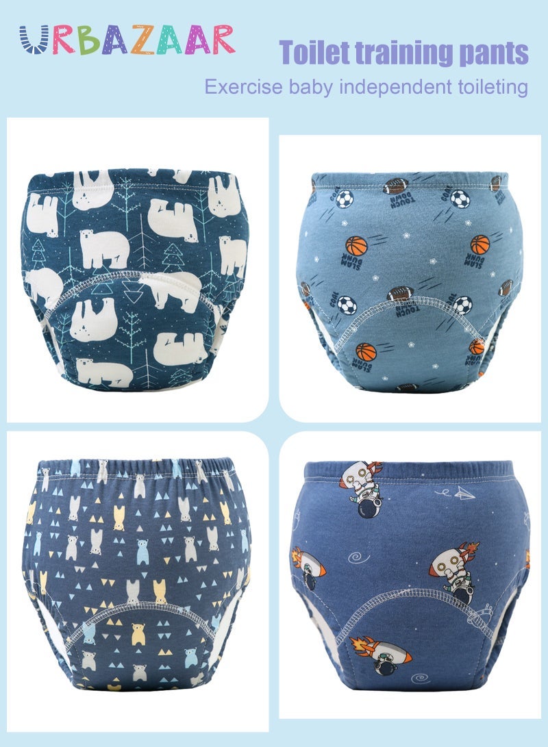 URbazaar Baby Potty Training Underwear for Boys and Girls, 4 Pack Absorbent Training Pants for Toddlers with Printed Reusable Cotton Toilet Training Pants for 12-18kg Kids (2-4 Years) - Image 2