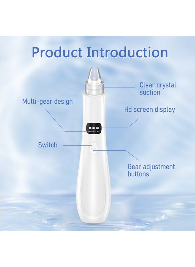 Blackhead Remover, 3 Speeds Electric Blackhead Extractor, USB Rechargeable Blackhead Vacuum (White)
