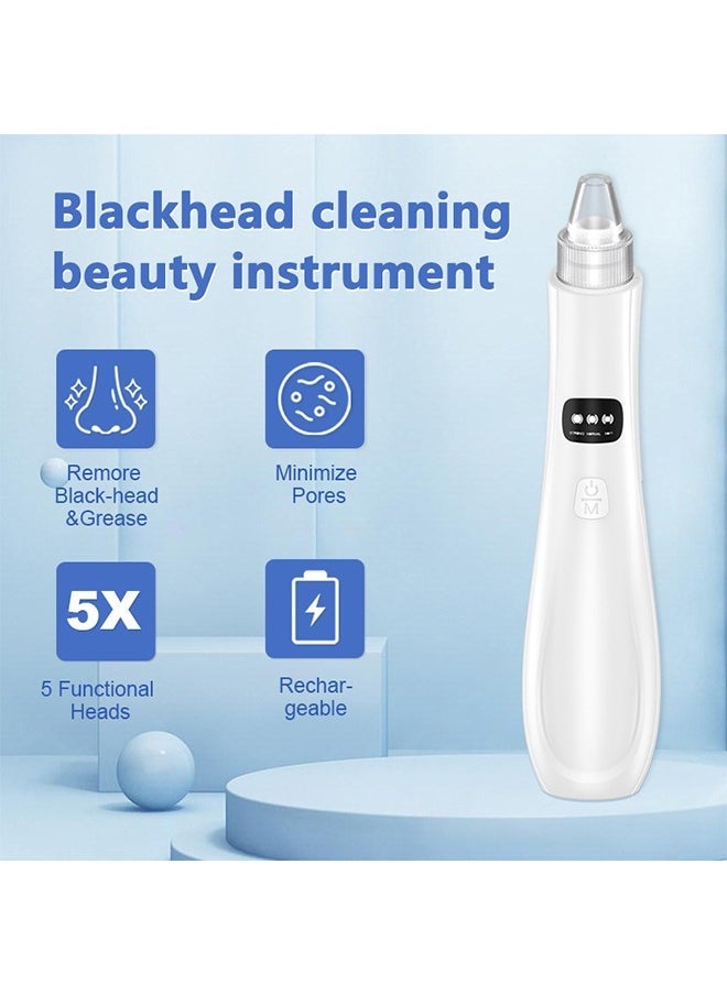 Blackhead Remover, 3 Speeds Electric Blackhead Extractor, USB Rechargeable Blackhead Vacuum (White)