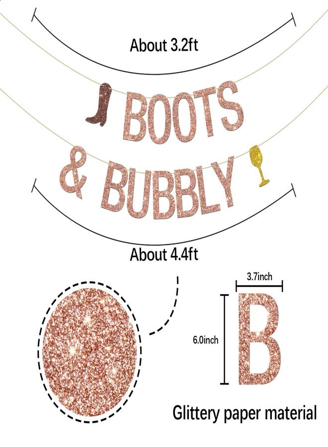 INNORU Boots & Bubbly Banner, Bride to Be Bridal Shower Party Hanging Bunting, Wedding Engagement Bachelorette Party Decoration Supplies Banner, Rose Gold Glitter - Image 2