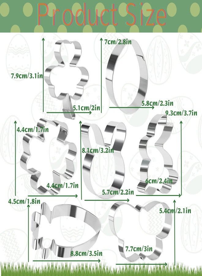KAISHANE Easter Shamrock Cookie Cutter Set,7 Pieces Stainless Steel Biscuit Cutters, Egg,Butterfly,Bunny face,Bunny,Carrot,Flower, Shamrock, for DIY Baking - Image 2
