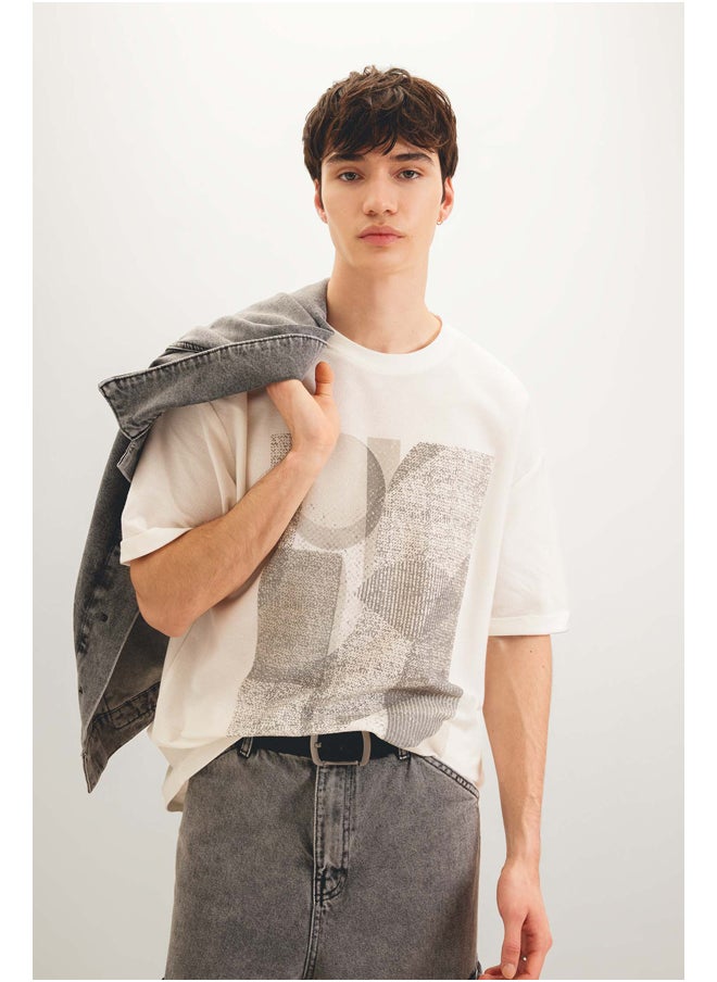 DeFacto - Man Comfort Fit Crew Neck Short Sleeve Knitted T-Shirt - Image 1