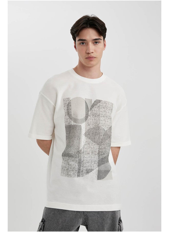 DeFacto - Man Comfort Fit Crew Neck Short Sleeve Knitted T-Shirt - Image 1