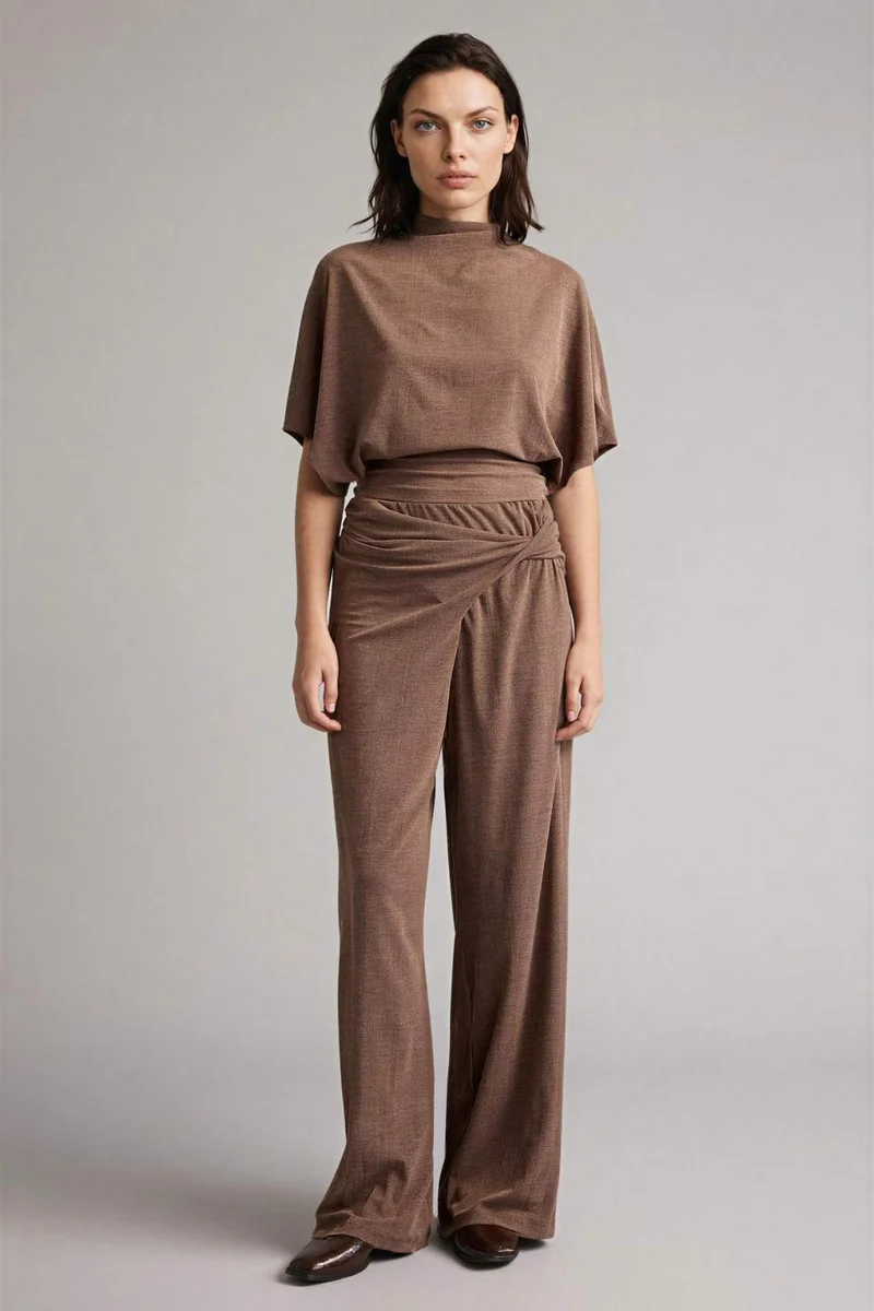 ديفاكتو Wide Leg Crepe Trousers