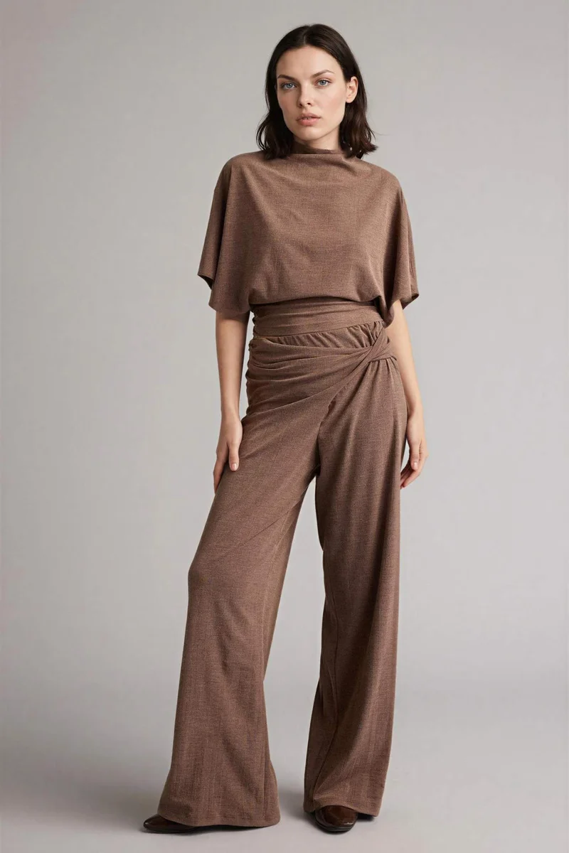 ديفاكتو Wide Leg Crepe Trousers