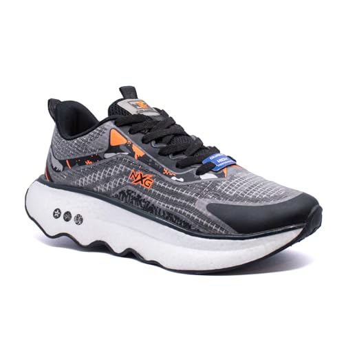 Columbus SUSTAINSTEP Sports Shoe - Running Shoe| Walking Shoe| Training & Gym Shoe| Outdoors Shoe for Men's, (Black & Fluorescent Orange), UK7 - Image 1