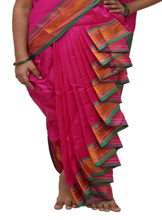 LUSTER Girl's Belgaon Silk Nauwari Saree (3-4 Years, Pink) - Image 4