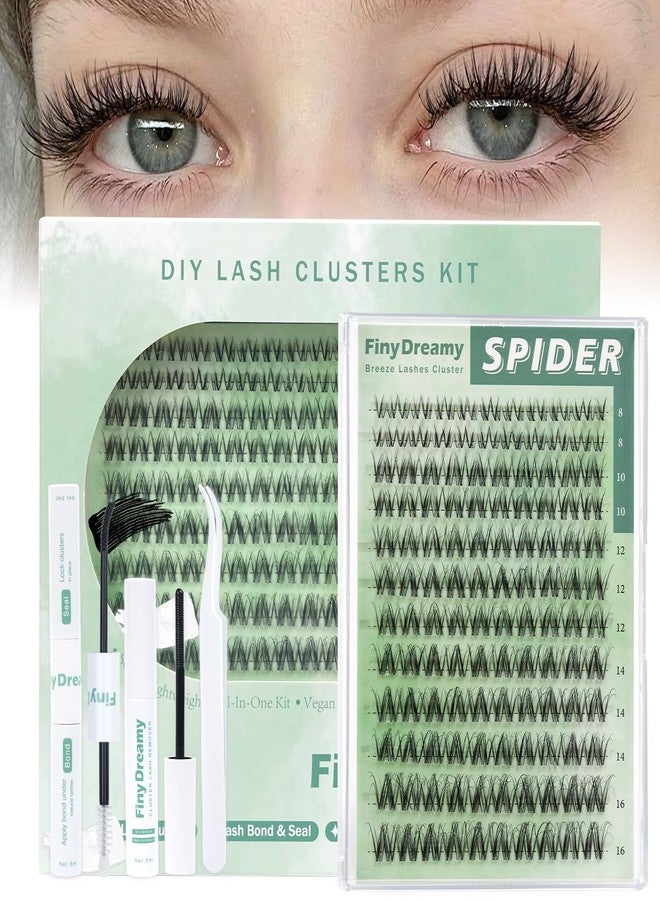 فيني دريم مجموعة رموش طبيعية عنقودية، مجموعة رموش عنقودية من نوع Spider Breeze، مجموعة رموش عنقودية خفيفة، مجموعة رموش فردية من نوع Fairy، مزيل لاصق الرموش (مجموعة العنكبوت 8-16 مم) - Image 1