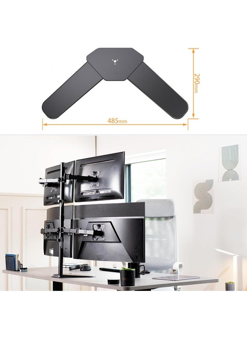 YOUWE7 حامل شاشة مكتبي YOUWE7 رباعي مع قاعدة شديدة التحمل، حامل شاشة مكتبي من 10 إلى 27 بوصة، حامل قابل للتعديل بالكامل مع إمالة وتدوير، يحمل 4 شاشات بحد أقصى VESA 100 × 100 و75 × 75 - Image 4