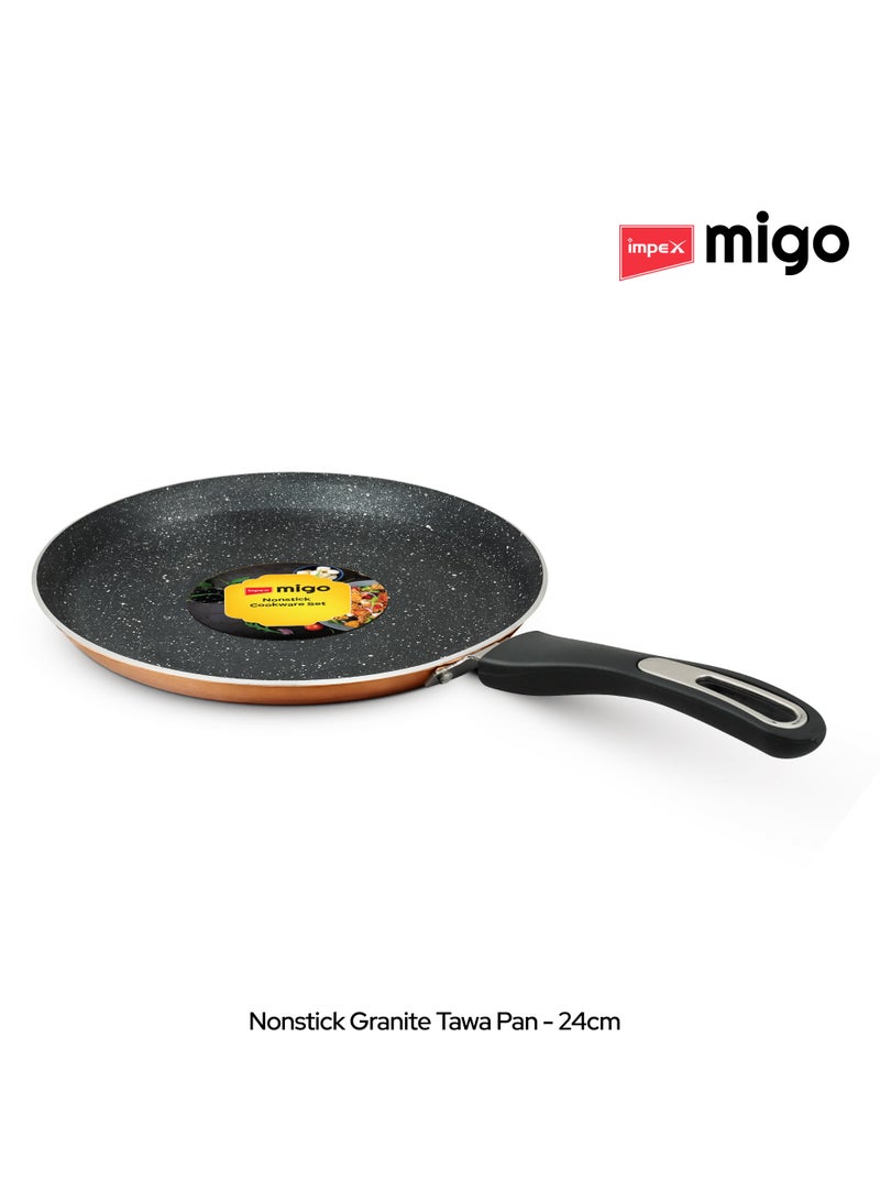 4-Piece Non Stick Aluminium Cookware Set | 5-Layer Granite Coating |Heatproof Handles & Anti-Skid Glass Lid| Quick Heating Induction Base | PFOA-Free | Heat Resistant Exterior Paint