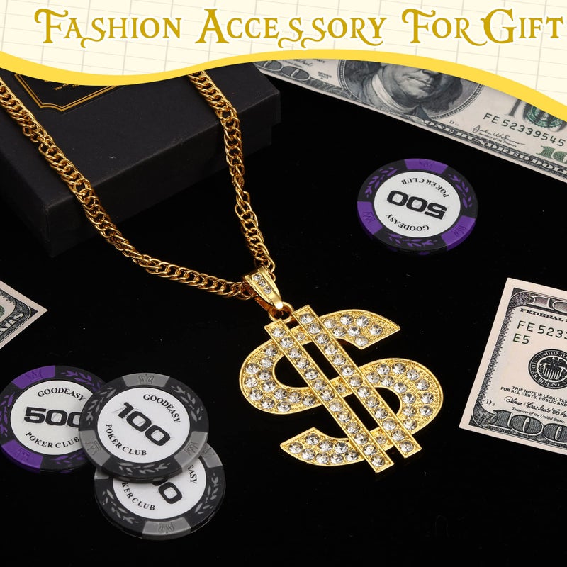 Tatuo 2 Pieces Dollar Sign Necklaces Halloween Plated Chain for Men Hip Hop Dollar Sign Chain for Men(Blonde,Trendy Style) - Image 4