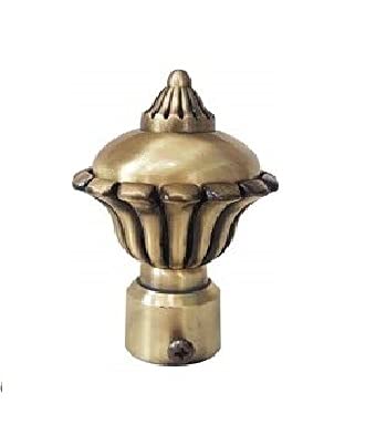 FERIO Antique Brass Alloy Zinc Round Curtain Finials and Curtain Brackets Beautiful for Window and Door Pack of 2 Pcs(1 Pair) - Image 4