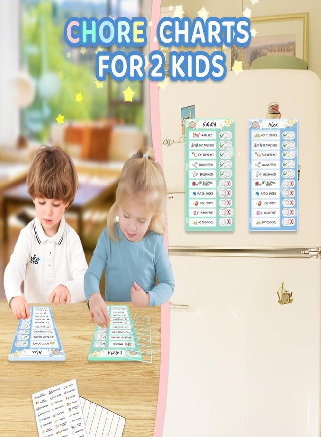 CustomMaster 2 in 1 Namable Chore Chart for Kids, Dry Erase Morning/Bedtime Routine Chart for Kids for Refrigerator, Magnetic Visual Schedule for Kids Toddlers to Do List Checklist for Multiple Kids - Image 4