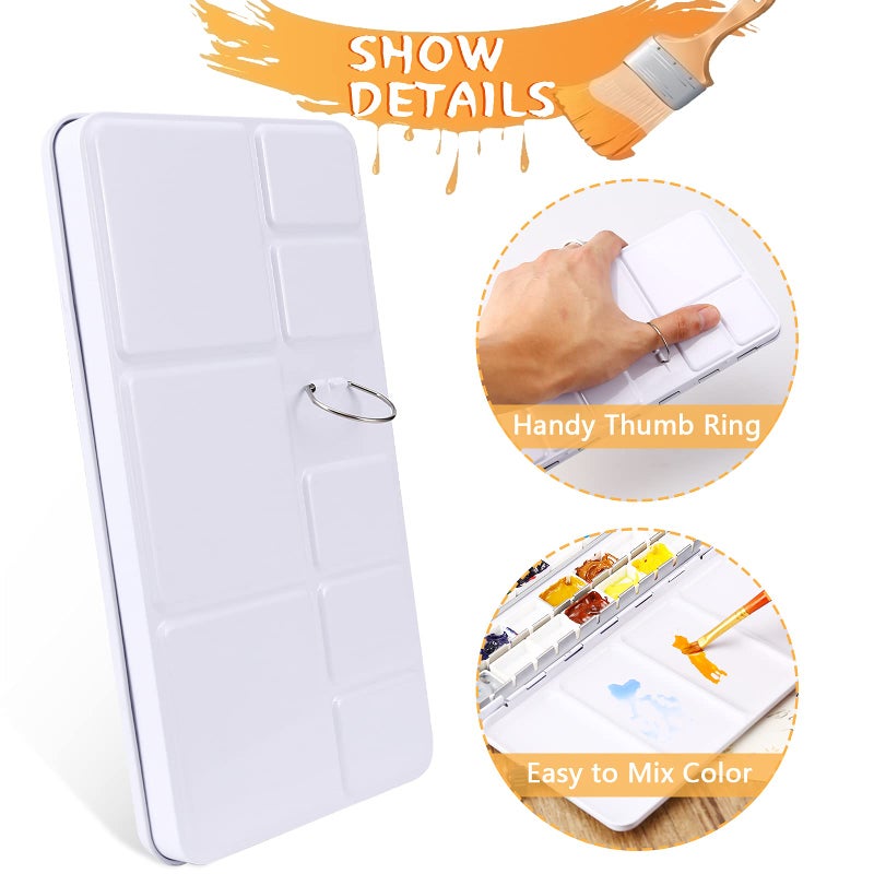 MYARTOOL لوحة ألوان مائية فارغة من MYARTOOL، صندوق علب ألوان مائية فارغ مع 12 وعاء فارغ، صينية ألوان مناسبة للرسم بالزيت، الأكريليك، والألوان المائية - Image 3
