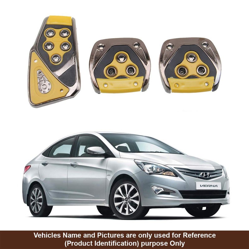 Oshotto 3 Pcs Non-Slip Manual CS-375 Car Pedals kit Pad Covers Set Compatible with Hyundai Verna Fludic (Yellow) - Image 1