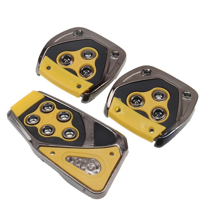 Oshotto 3 Pcs Non-Slip Manual CS-375 Car Pedals kit Pad Covers Set Compatible with Hyundai Verna Fludic (Yellow) - Image 2