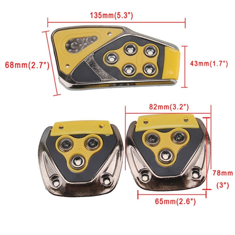 Oshotto 3 Pcs Non-Slip Manual CS-375 Car Pedals kit Pad Covers Set Compatible with Hyundai Verna Fludic (Yellow) - Image 5