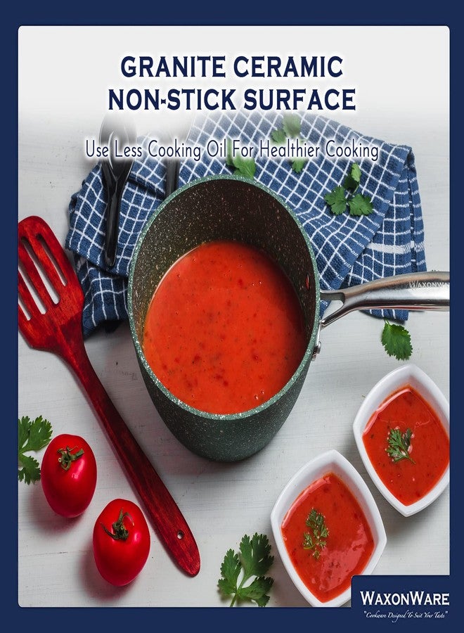 WaxonWare Emerald 2.5 Quart Sauce Pan with Lid, Ultra Nonstick Pot, Small Saucepan with Lid, NonToxic Ceramic Nonstick Saucepan, Pot, Cooking Pot, Dishwasher Safe Sauce Pan, Small Pots for Cooking - Image 5