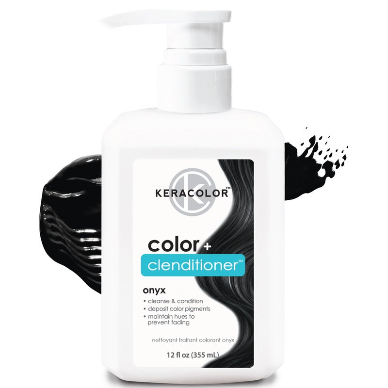 Keracolor Color + Clenditioner 3-in-1 Color-Depositing Conditioner, Gently Cleanses & Conditions, Semi-Permanent Onyx Hair Color, 12 Fl Oz - Image 1