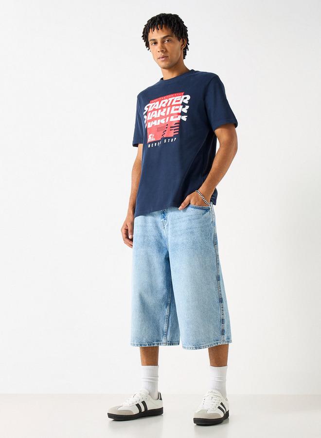 Starter Logo Print Crew Neck T-shirt with Short Sleeves - Image 2