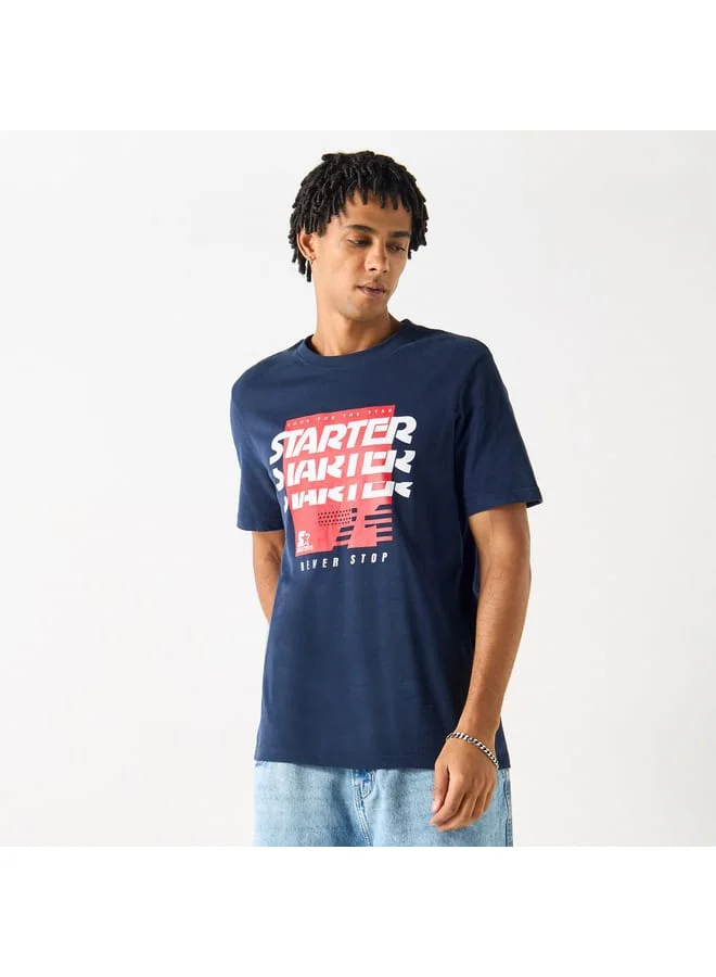 STARTER Starter Logo Print Crew Neck T-shirt with Short Sleeves