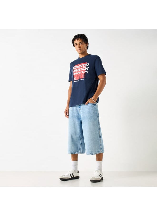 STARTER - Starter Logo Print Crew Neck T-shirt with Short Sleeves - Image 1