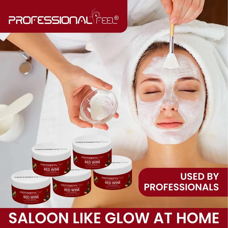 Professional Feel Herbal Red Wine Facial Kit With Face Massager Set of 5 150 gm - Image 2