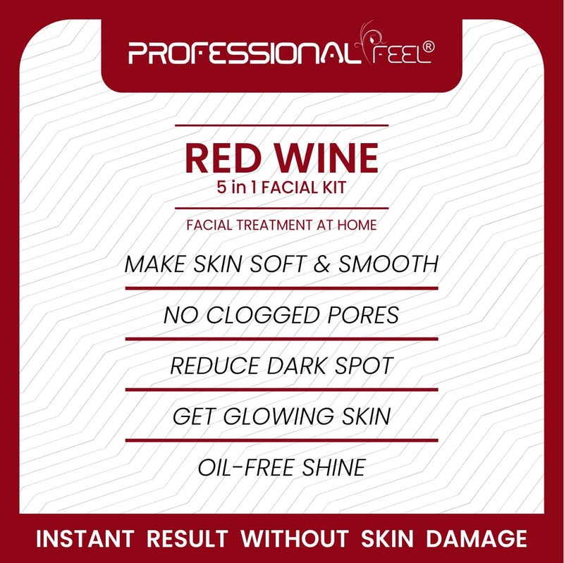 Professional Feel Herbal Red Wine Facial Kit With Face Massager Set of 5 150 gm - Image 4