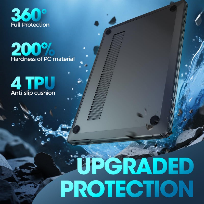 Procase حافظة ProCase الواقية لجهاز Microsoft Surface Laptop 7 15 بوصة إصدار 2024، غطاء صلب شفاف بتصميم متين وخفيف الوزن - أسود - Image 5