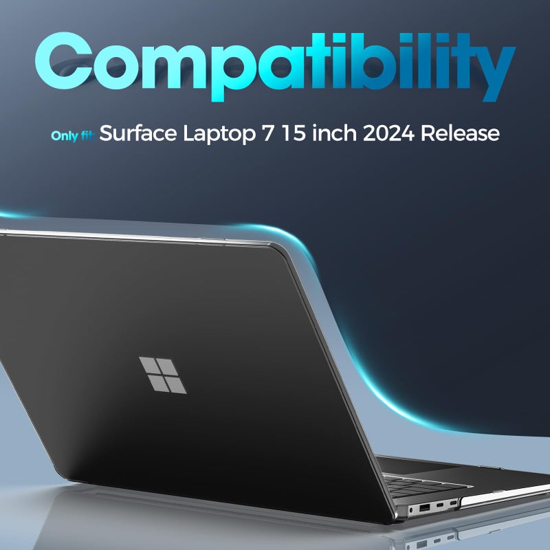 Procase حافظة ProCase الواقية لجهاز Microsoft Surface Laptop 7 15 بوصة إصدار 2024، غطاء صلب شفاف بتصميم متين وخفيف الوزن - أسود - Image 2