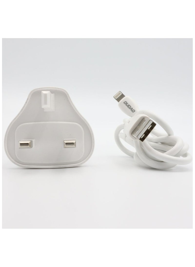 DUDAO Dudao A2UK 2.4A Home & Travel Charger | USB-A To Lightning Charging Cable  - Image 1