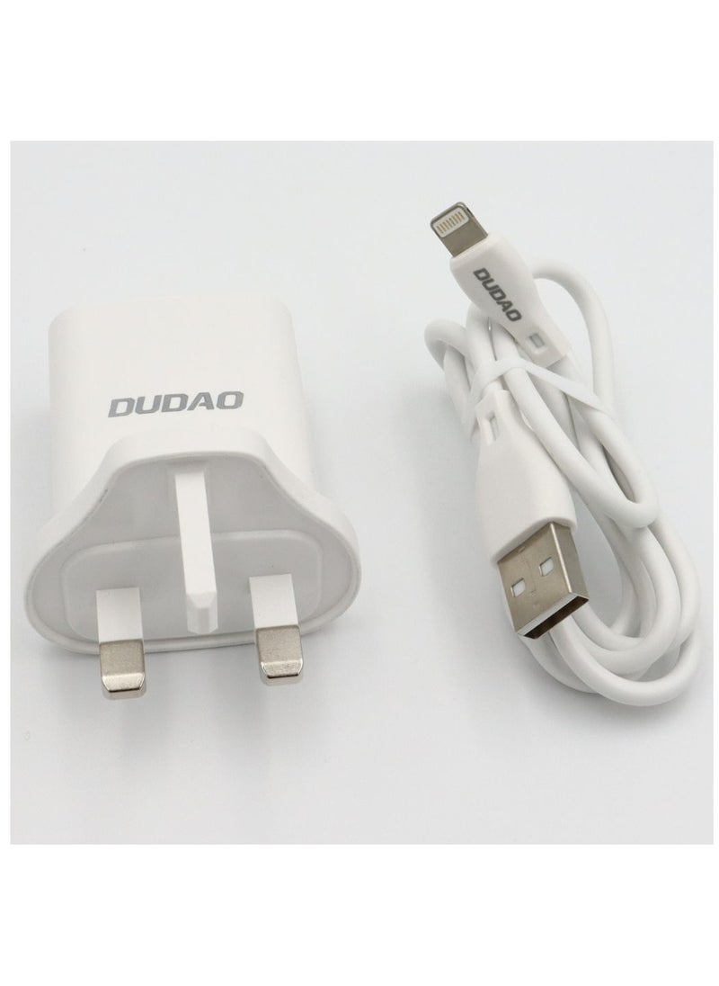 DUDAO Dudao A2UK 2.4A Home & Travel Charger | USB-A To Lightning Charging Cable  - Image 2